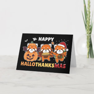 Happy Hallothanksmas Pandas Christmas Red Panda Ho Feiertagskarte