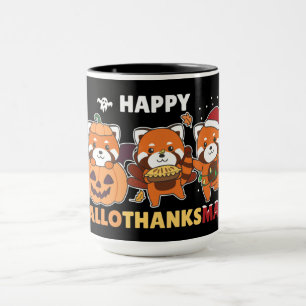 Happy Hallothanksmas Pandas Christmas Red Panda Tasse