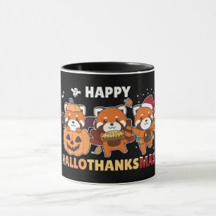 Happy Hallothanksmas Pandas Christmas Red Panda Tasse