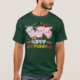 Happy Hallothanksmas Pig Lovers Erntedank Chris T-Shirt