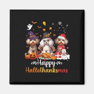 Happy Hallothanksmas Poodle Dog Halloween Christma Magnet