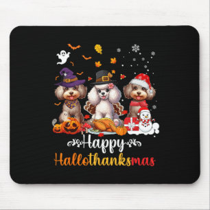 Happy Hallothanksmas Poodle Dog Halloween Christma Mousepad