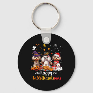 Happy Hallothanksmas Poodle Dog Halloween Christma Schlüsselanhänger