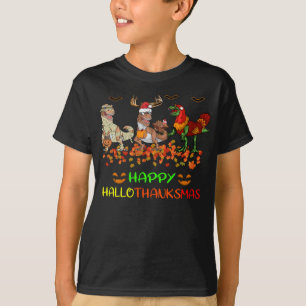 Happy Hallothanksmas Pumpkin Dinosaur Türkei T Rex T-Shirt