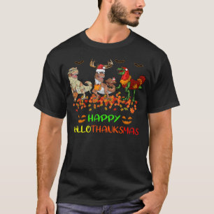 Happy Hallothanksmas Pumpkin Dinosaur Türkei T Rex T-Shirt
