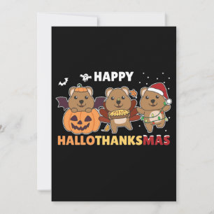 Happy Hallothanksmas Quokkas Christmas Quokka Feiertagskarte