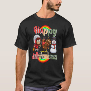 Happy Hallothanksmas Quotes Witz Türkei Snowman T-Shirt