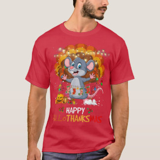 Happy Hallothanksmas Rat Lover Halloween Thanksgiv T-Shirt