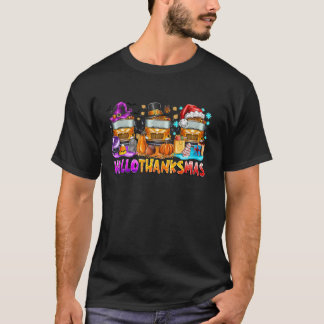 Happy Hallothanksmas Schulbus Halloween Merry Ch T-Shirt