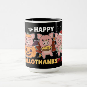 Happy Hallothanksmas Schweine Weihnachtsschwein Tasse