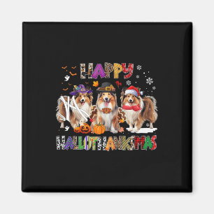 Happy Hallothanksmas Shetland Sheepdog Hund Lover Magnet