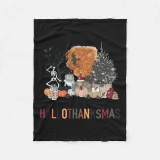 Happy Hallothanksmas Skeleton Türkei Weihnachtsfes Fleecedecke