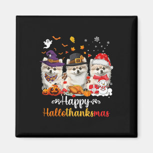 Happy Hallothanksmas Spitz Hund Halloween Chri Magnet