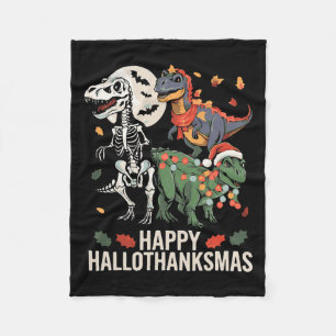 Happy Hallothanksmas T Rex Halloween Erntedank Fleecedecke