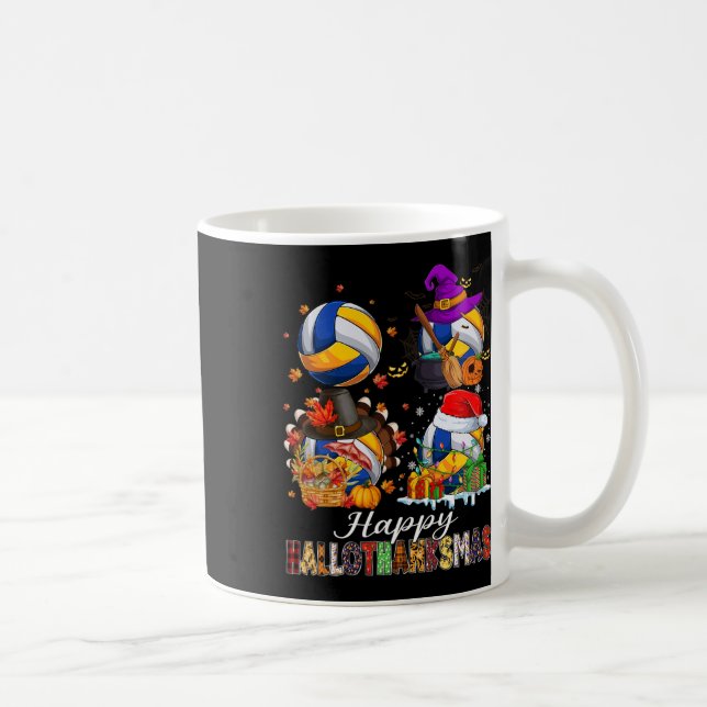 Happy Hallothanksmas Volleyball Halloween Thanksgi Kaffeetasse (Rechts)