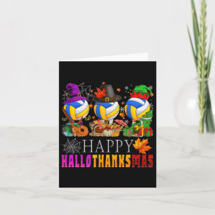 Happy Hallothanksmas Volleyball Halloween Thanksgi Karte