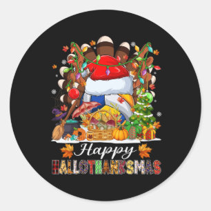 Happy Hallothanksmas Volleyball Halloween Thanksgi Runder Aufkleber