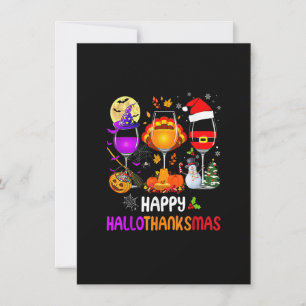 Happy Hallothanksmas Wine Glasses Halloween Danke Einladung