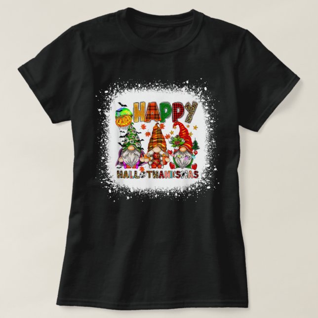 Happy Hallothanksmas Wine Glasses Witch Santa Hat T-Shirt (Design vorne)