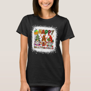 Happy Hallothanksmas Wine Glasses Witch Santa Hat T-Shirt