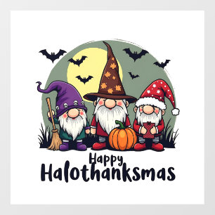 Happy Hallothanksmas Xmas Halloween Gnomes Fensteraufkleber
