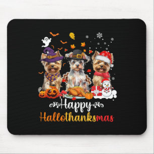 Happy Hallothanksmas Yorkshire Dog Halloween Chris Mousepad