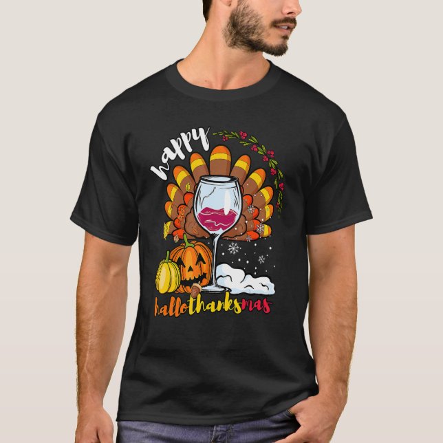 Happy HallowDankeMas Wine Glass Erntedank Chris T-Shirt (Vorderseite)
