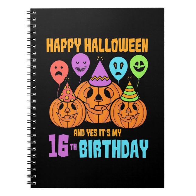Happy Halloween 16. Geburtstag Notizblock (Vorderseite)