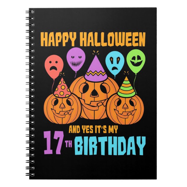 Happy Halloween 17. Geburtstag Notizblock (Vorderseite)