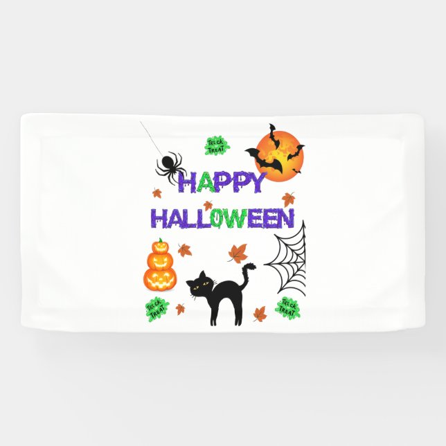 Happy Halloween 1,6x3 Vinyl Banner (Horizontal)