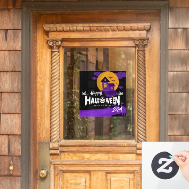 Happy Halloween 2024 Window Cling Decals Fensteraufkleber (Haustür)