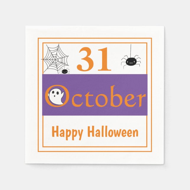 Happy Halloween 31. Oktober Spider Halloween-Party Serviette (Vorderseite)