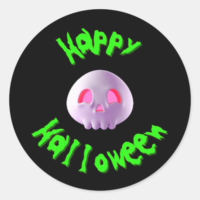 Happy Halloween 3D Skull Runder Aufkleber (Vorderseite)