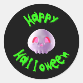 Happy Halloween 3D Skull Runder Aufkleber