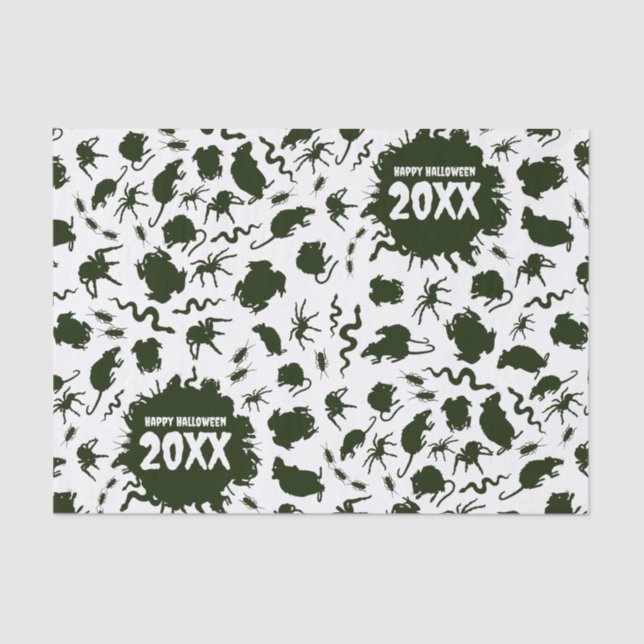 Happy Halloween Add The Year Black Creepy Crawlies Seidenpapier (Vorderseite)