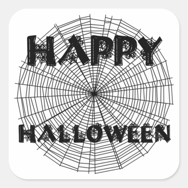 Happy Halloween auf Spider Web Text Aufkleber (Vorderseite)