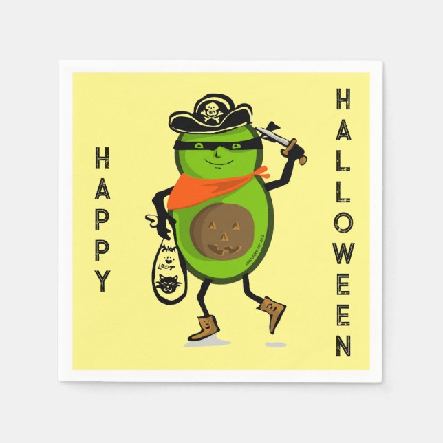 Happy Halloween Avocado Pirate Serviette (Vorderseite)