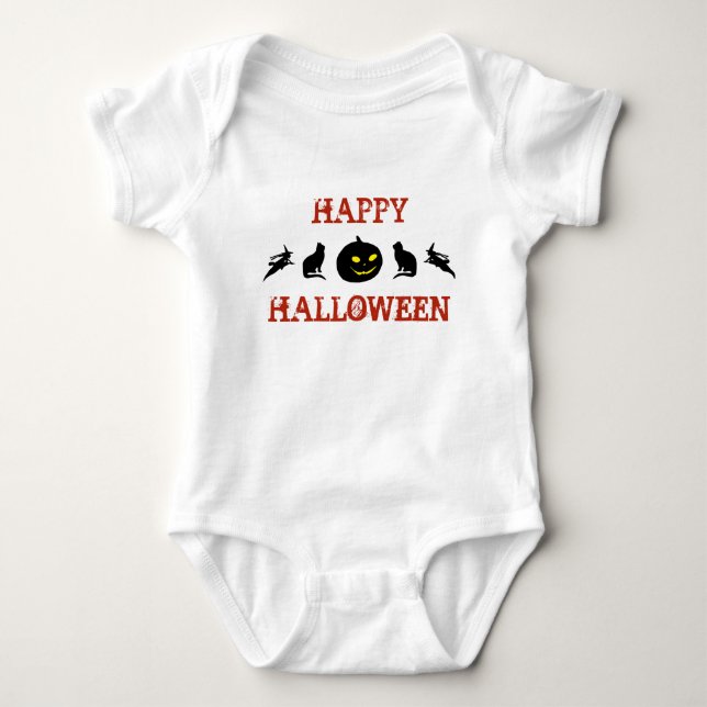 "HAPPY HALLOWEEN" BABY STRAMPLER (Vorderseite)