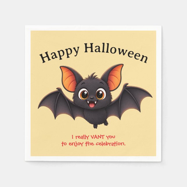 Happy Halloween Bat Custom Serviette (Vorderseite)