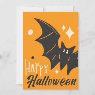 Happy Halloween Bat Orange Niedlich Funny Feiertagskarte