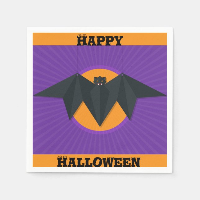 Happy Halloween Bat Party Napkins Serviette (Vorderseite)