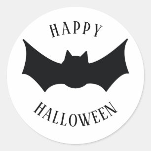 Happy Halloween. Bat. Schwarz-Weiß-Spooky Runder Aufkleber