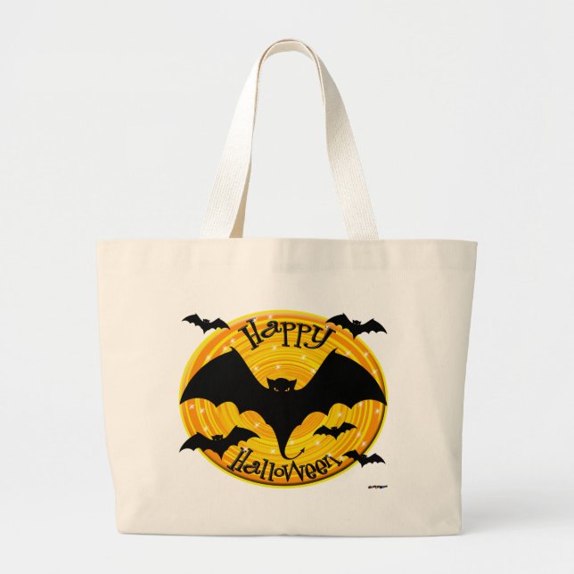 Happy Halloween Bats Jumbo Stoffbeutel (Vorne)