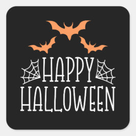 Happy Halloween Bats Square Sticker