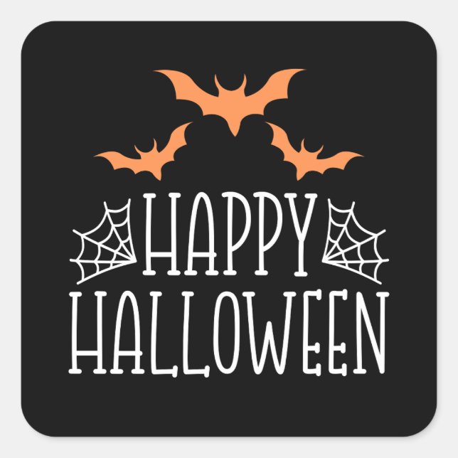 Happy Halloween Bats Square Sticker (Vorderseite)