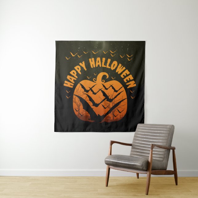 HAPPY HALLOWEEN BATTEN UND PUMPKIN WANDTEPPICH (Beispiel)