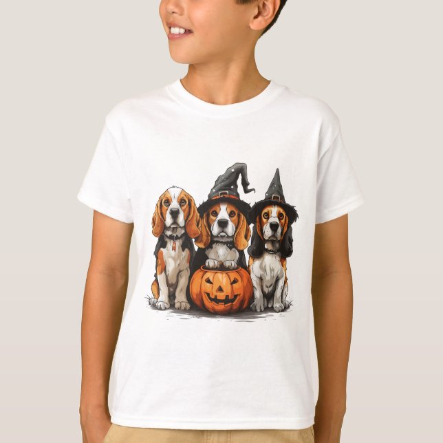 Happy Halloween Beagle Hunde Kürbislaterne T-Shirt (Vorderseite)