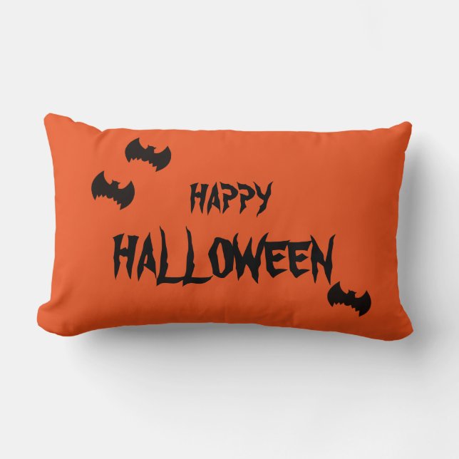 Happy Halloween Beängstigend Bat Orange Throw Lendenkissen (Vorderseite)