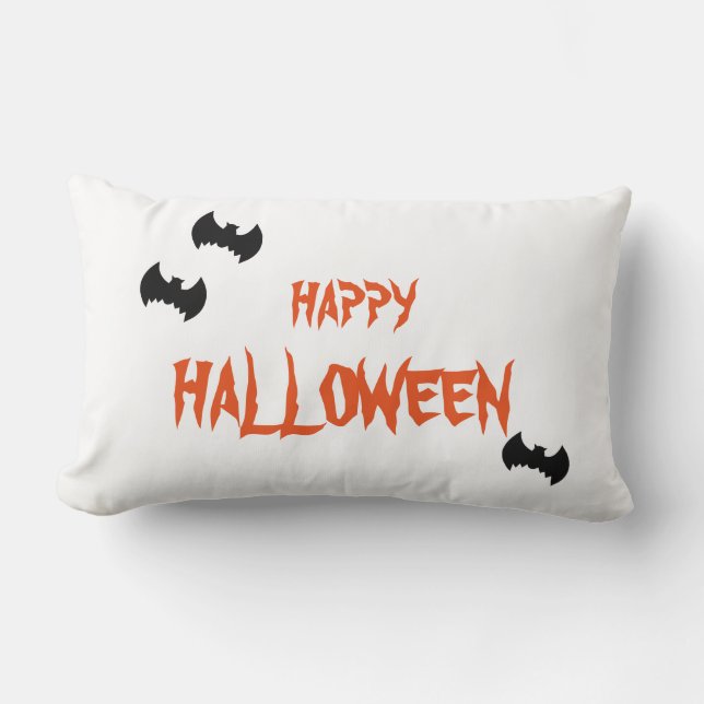 Happy Halloween Beängstigend Bat White Throw Lendenkissen (Vorderseite)