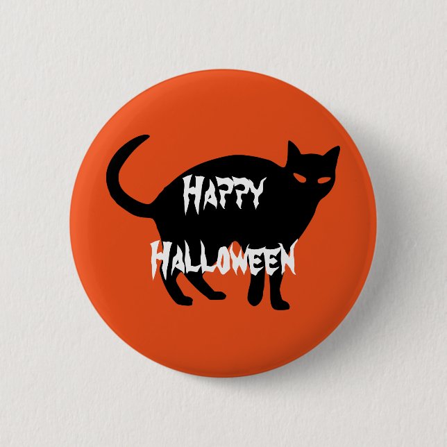 Happy Halloween Beängstigend Cat Button (Vorderseite)